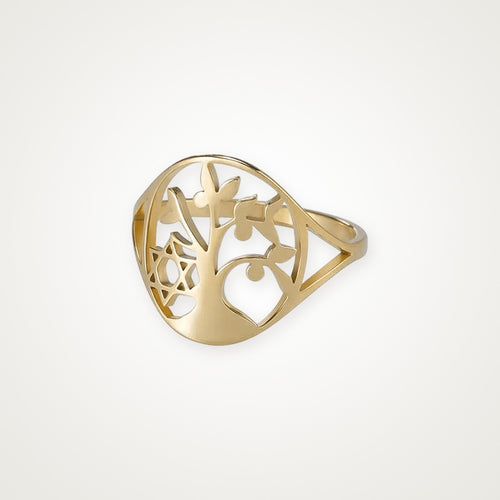 Anillo Árbol de la vida moderno dorado