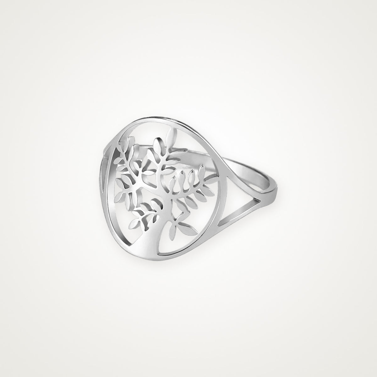 Anillo Árbol frondoso plateado