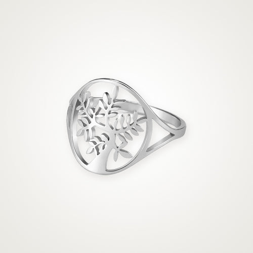 Anillo Árbol frondoso plateado