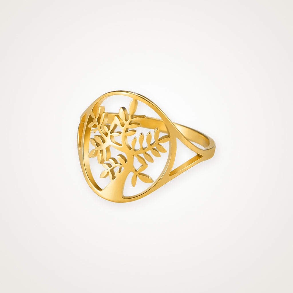 Anillo Árbol frondoso dorado