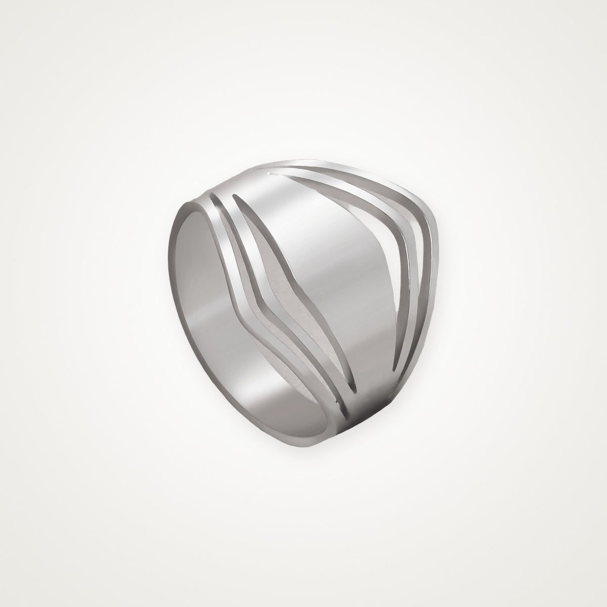 Anillo Banda ondulada plateado