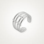 Anillo Barras y líneas plateado