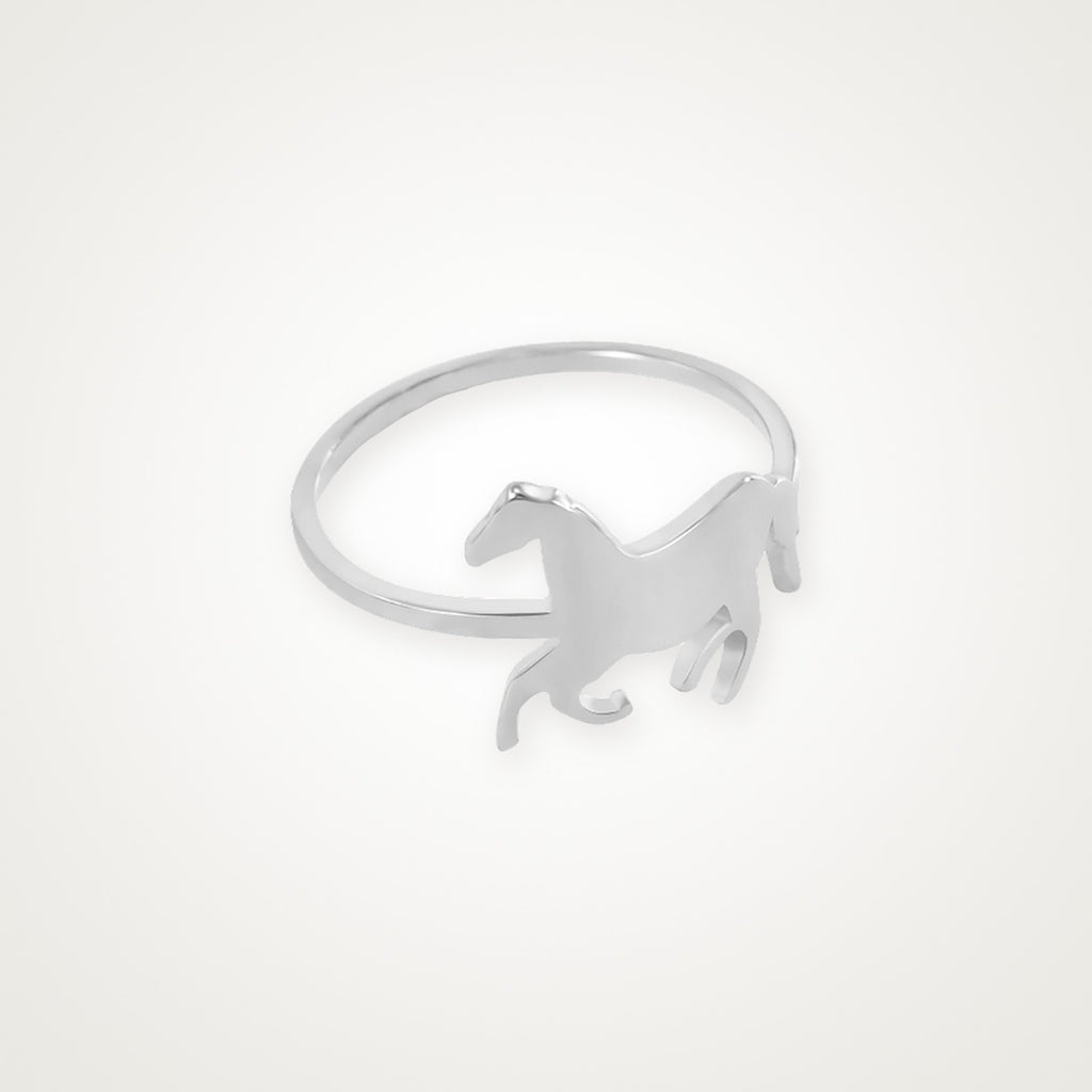 Anillo Caballo galopando plateado