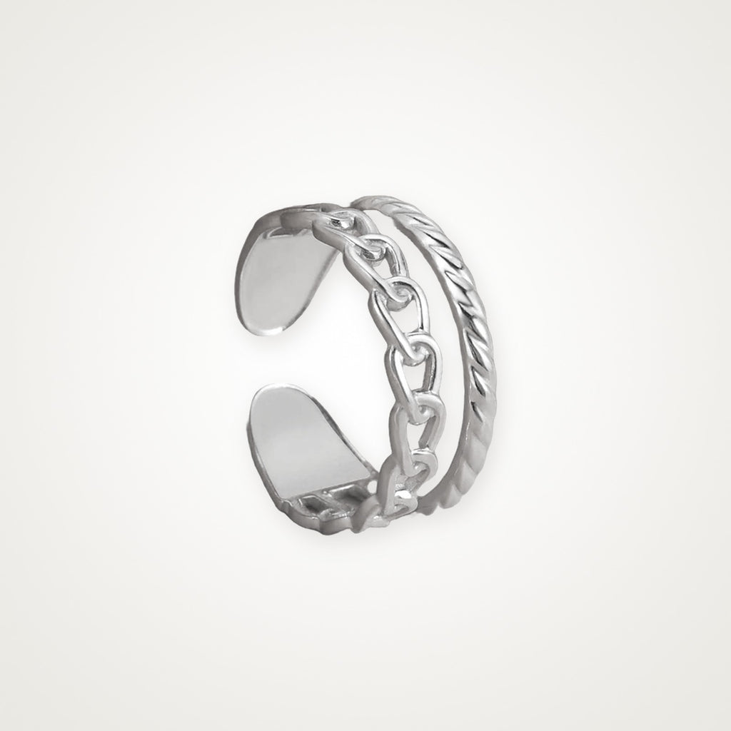 Anillo Cadena y banda plateado