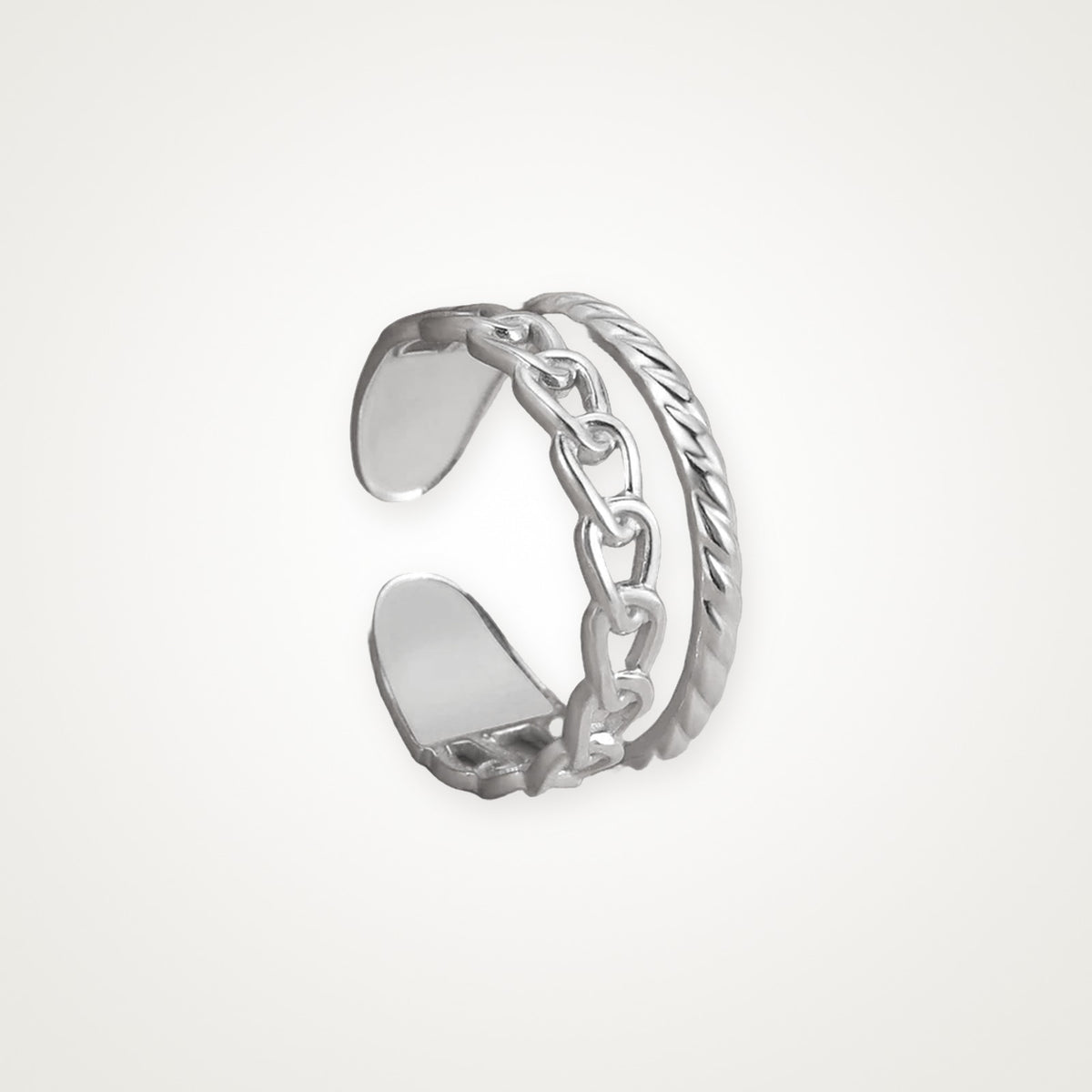 Anillo Cadena y banda plateado