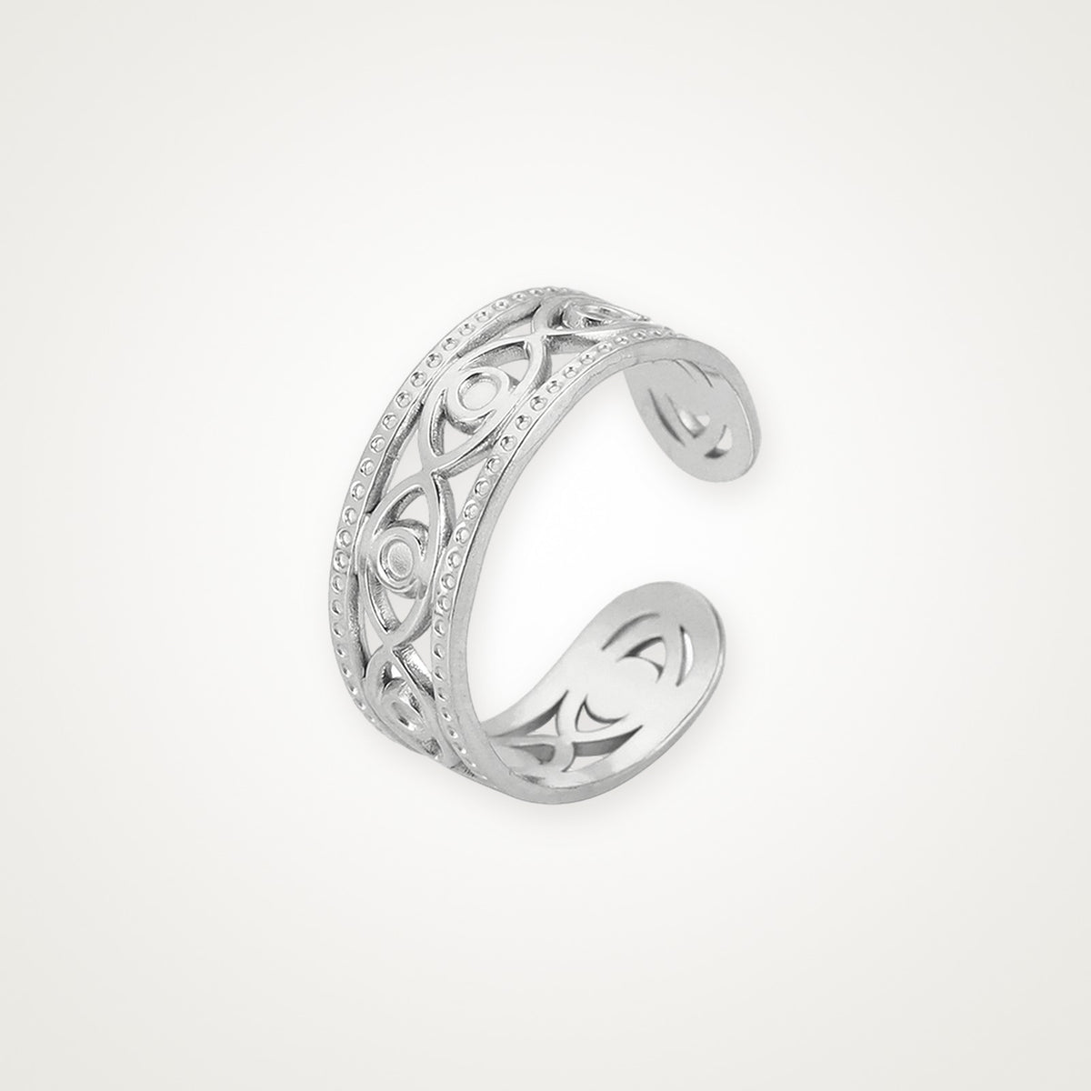 Anillo Calado geométrico plateado