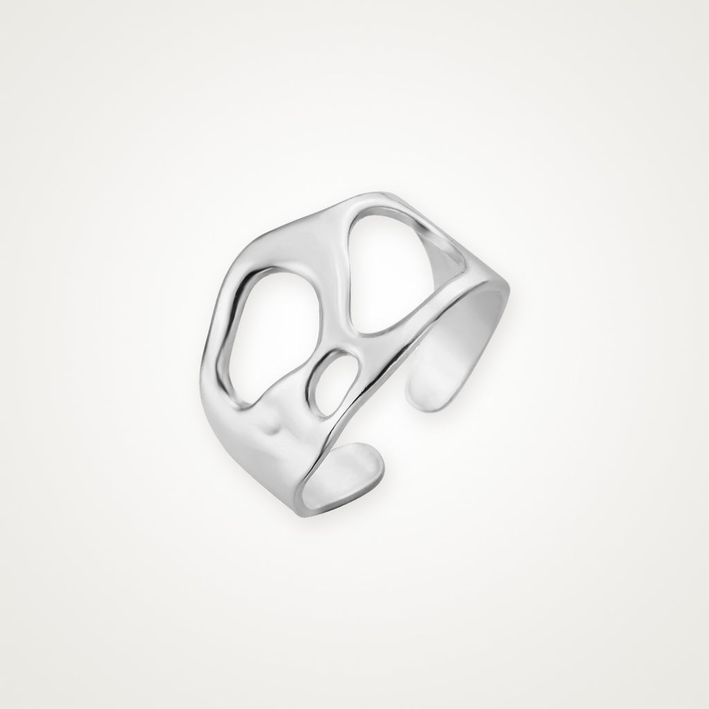 Anillo Calado orgánico plateado