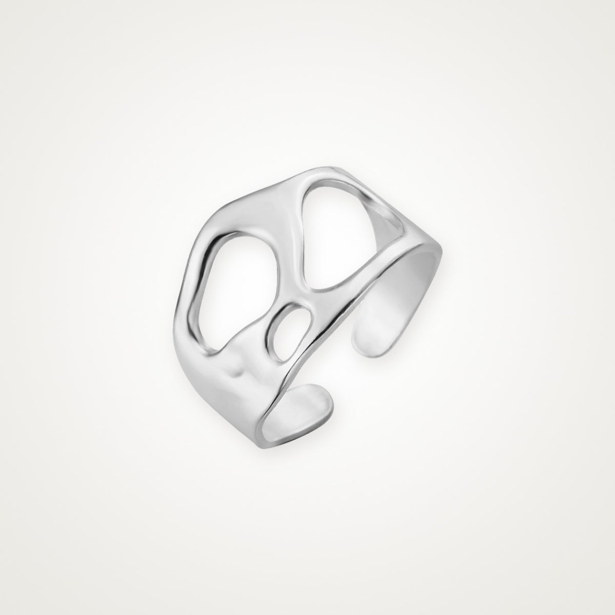 Anillo Calado orgánico plateado