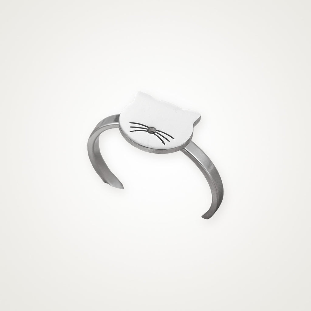 Anillo Carita de gato plateado