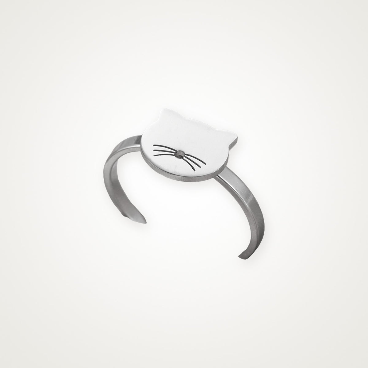 Anillo Carita de gato plateado