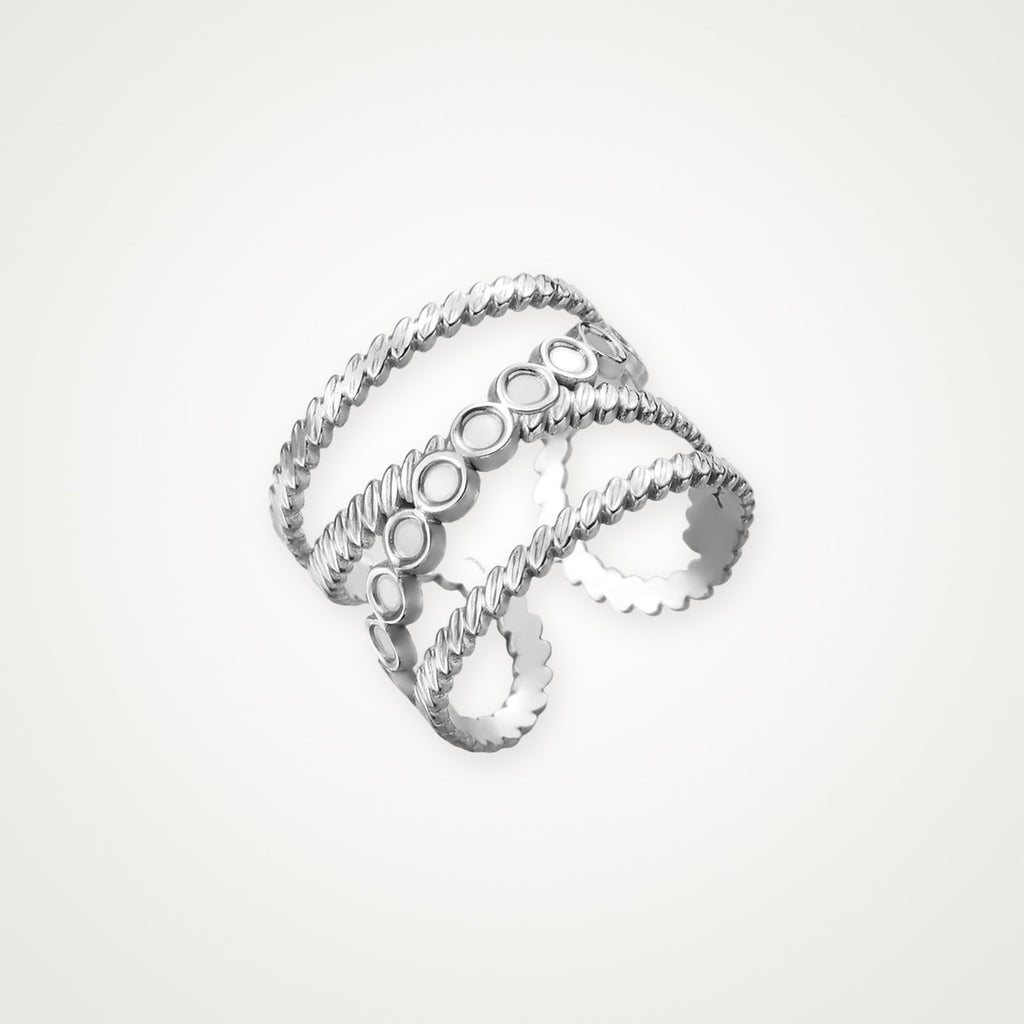 Anillo Círculos y bolitas plateado