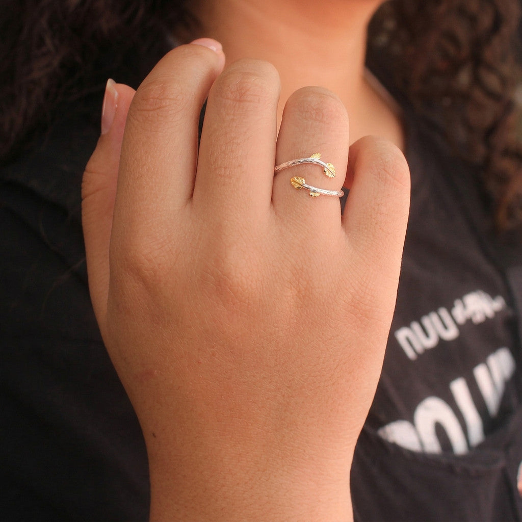 Anillo Coctel Hojas Abierto