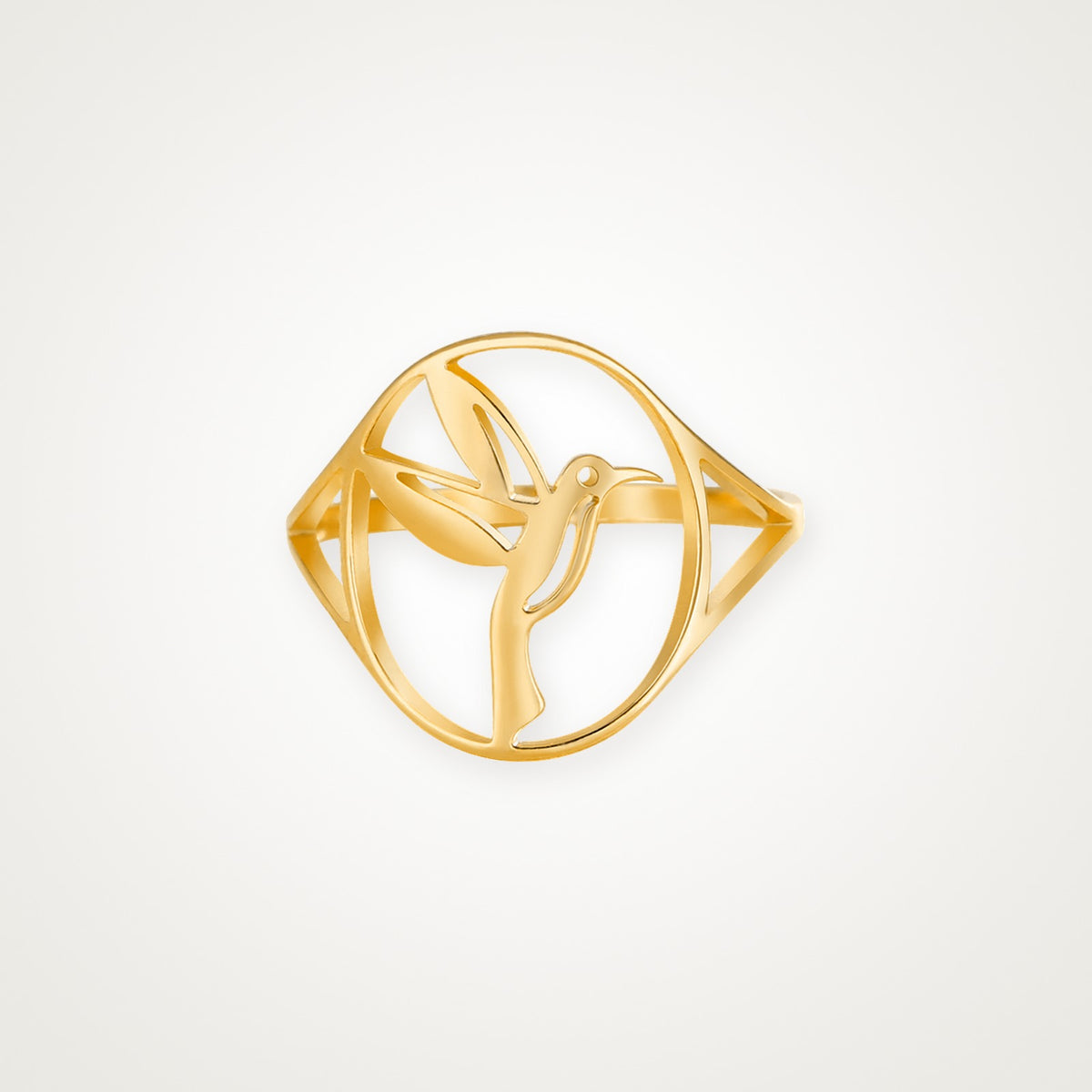 Anillo Colibrí en el aro dorado