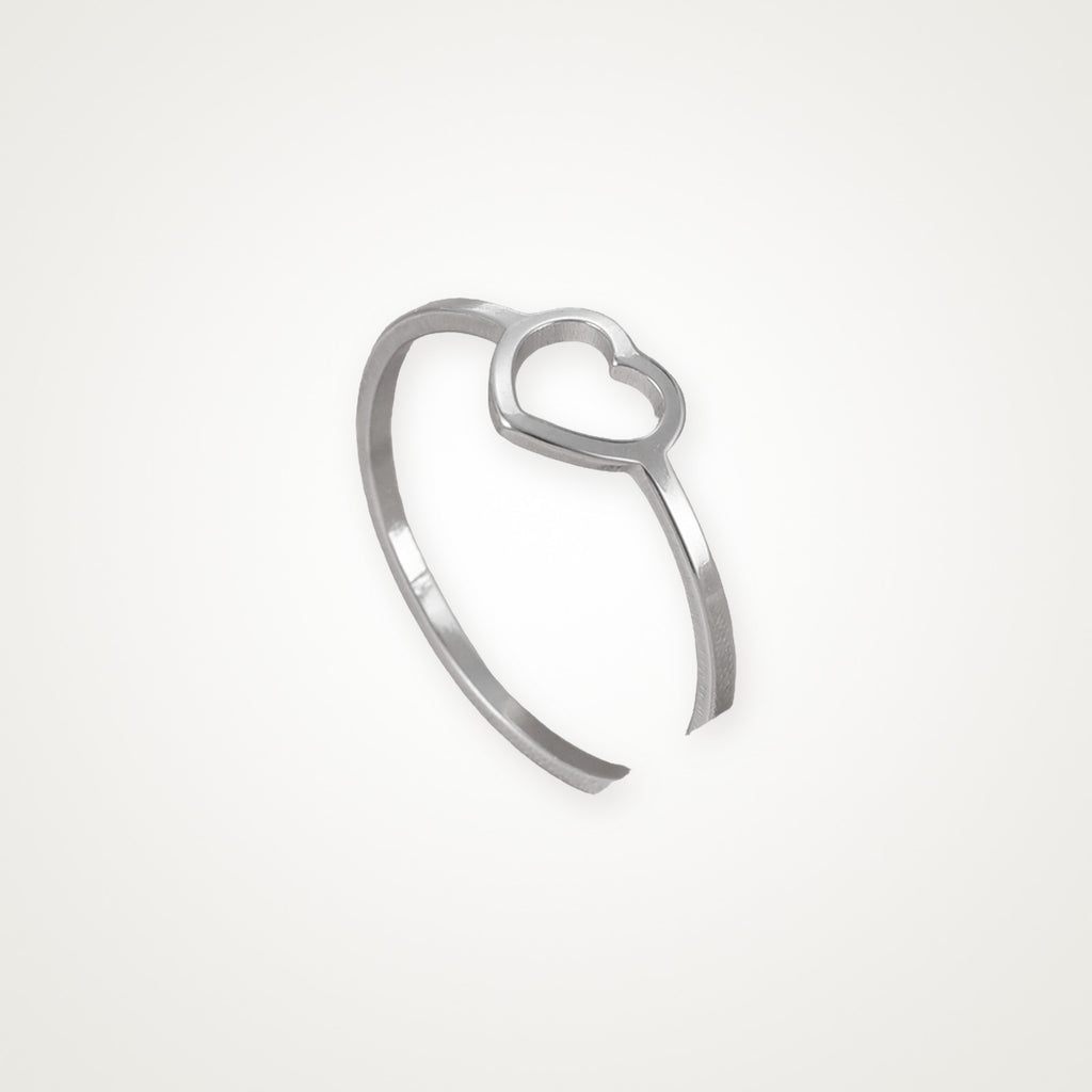 Anillo Corazón abierto plateado