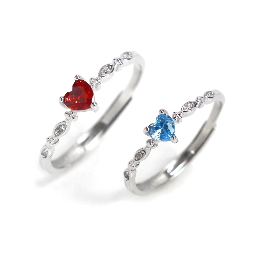 Anillo Corazón con Zirconia de Color