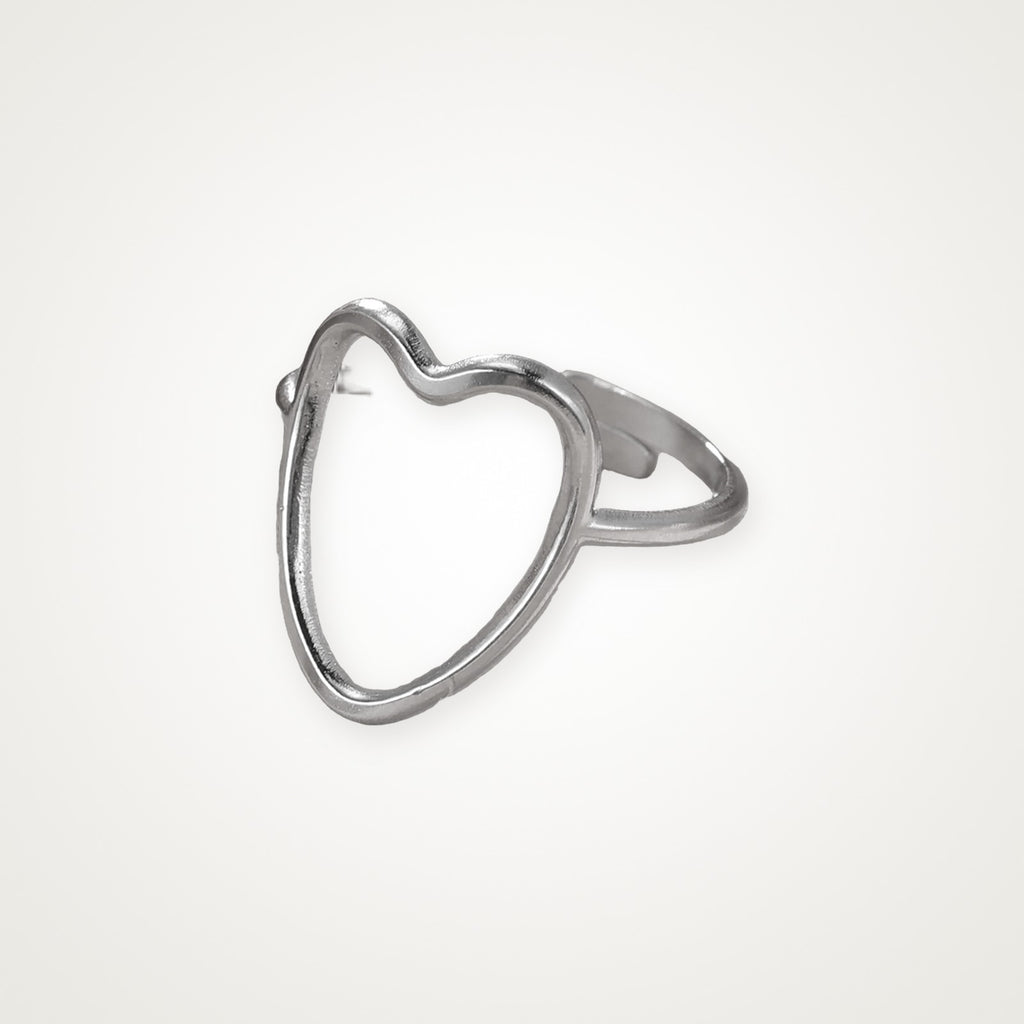 Anillo Corazón de alambre plateado