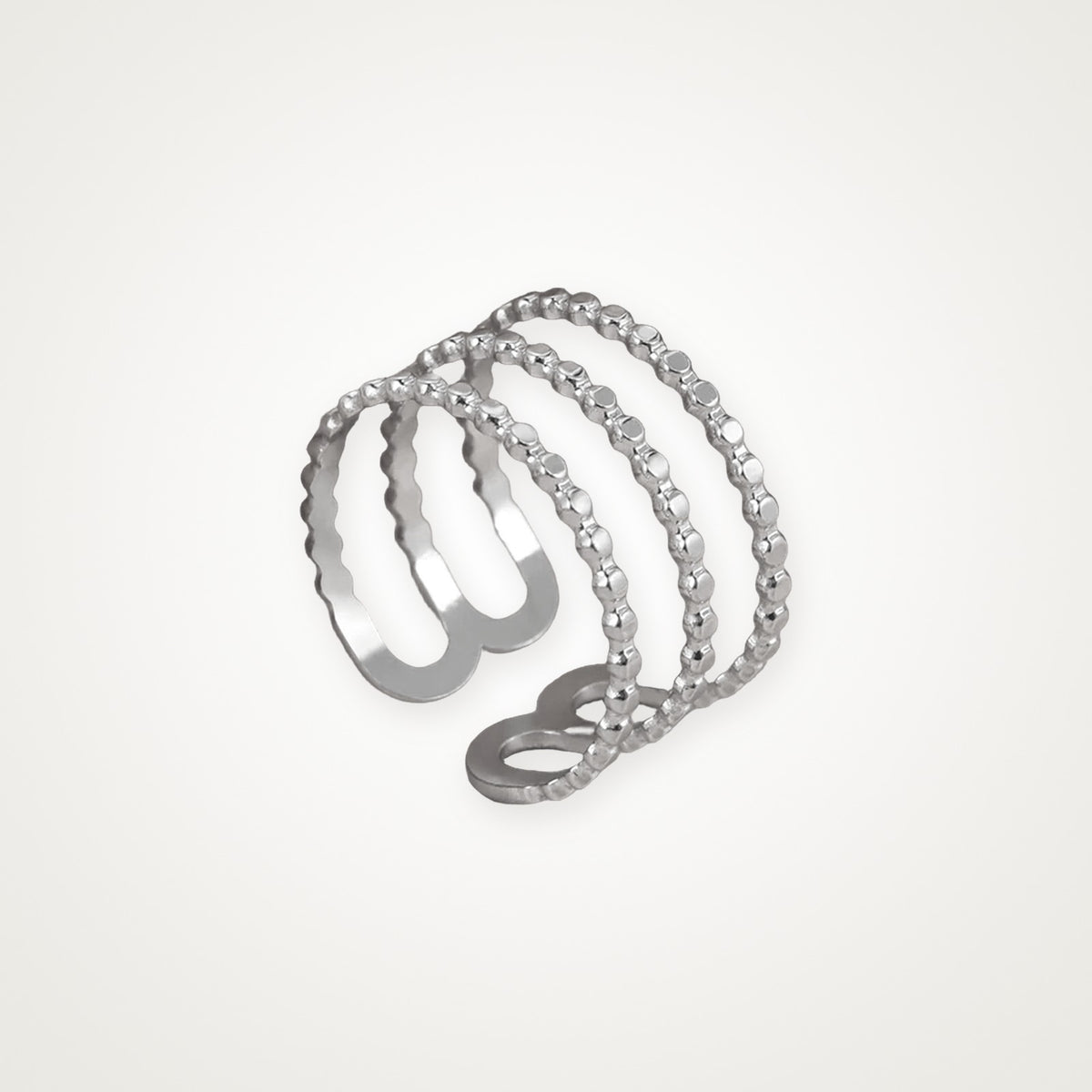 Anillo Corazón de bolitas plateado