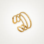 Anillo Corazón de bolitas dorado
