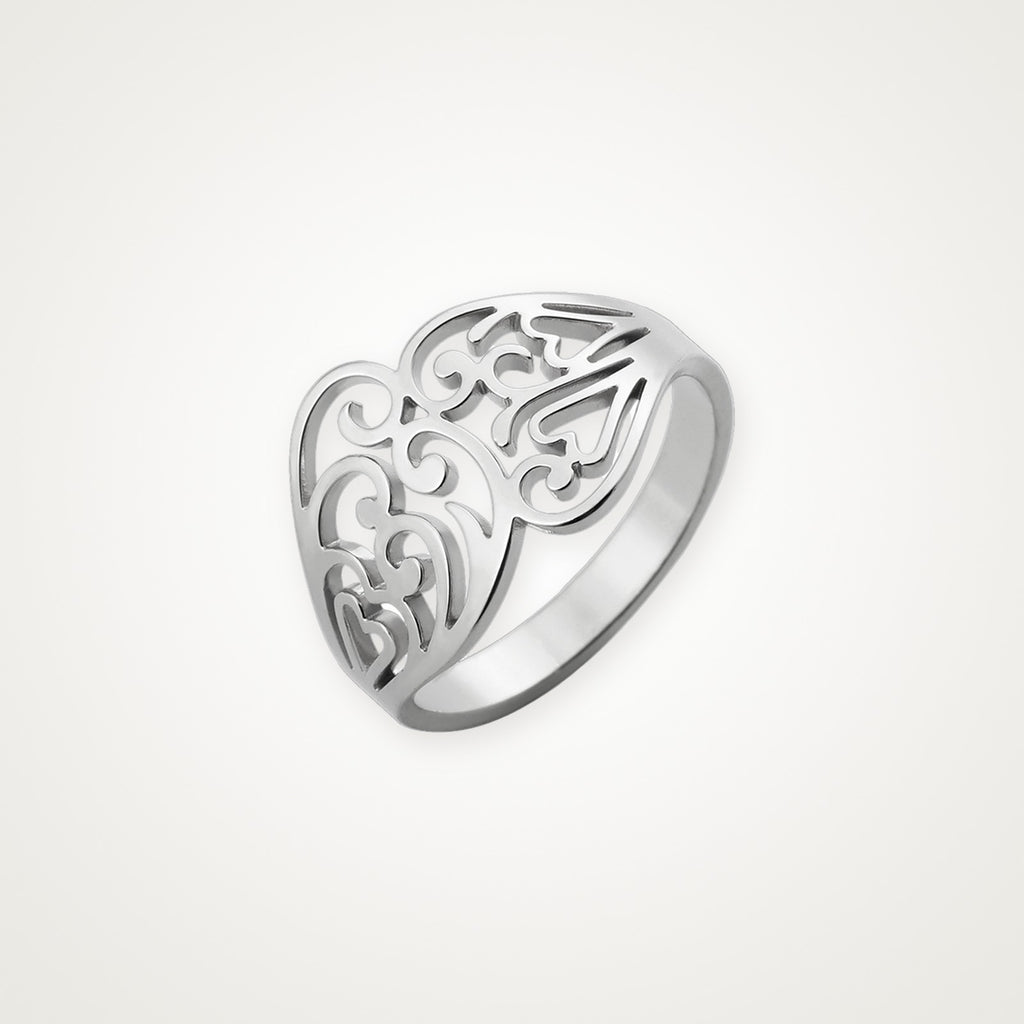 Anillo Corazón de filigrana plateado