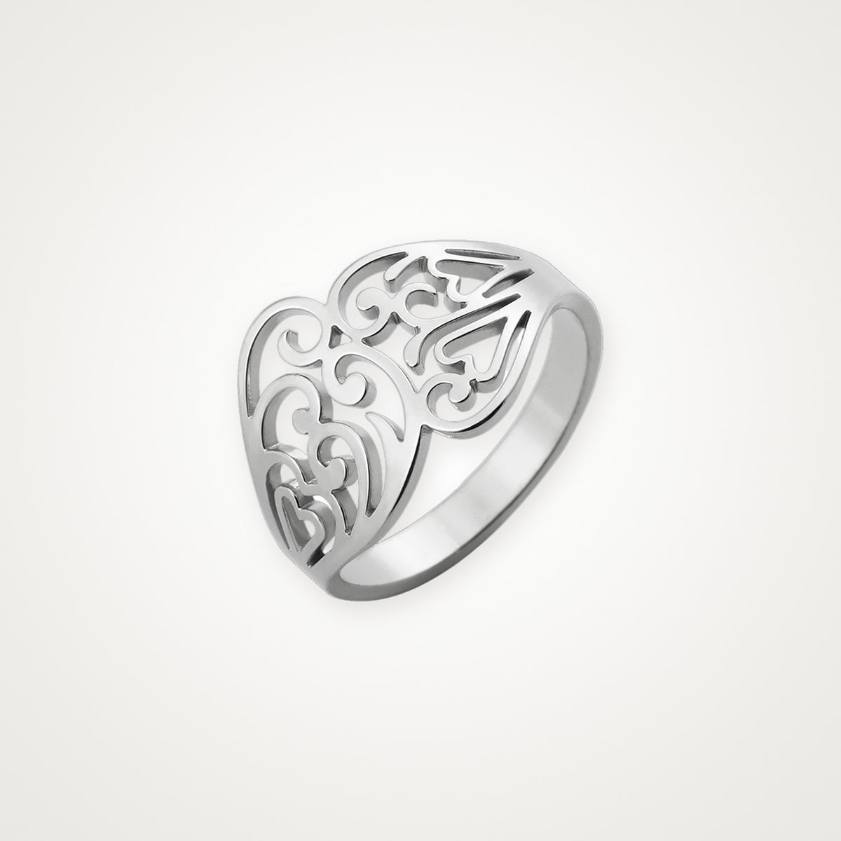 Anillo Corazón de filigrana plateado