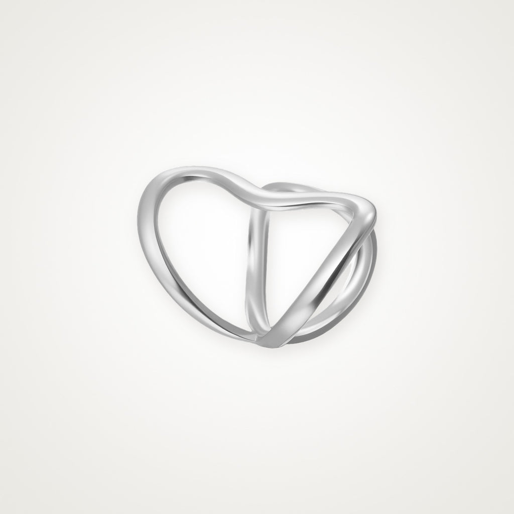 Anillo Corazón escultural plateado