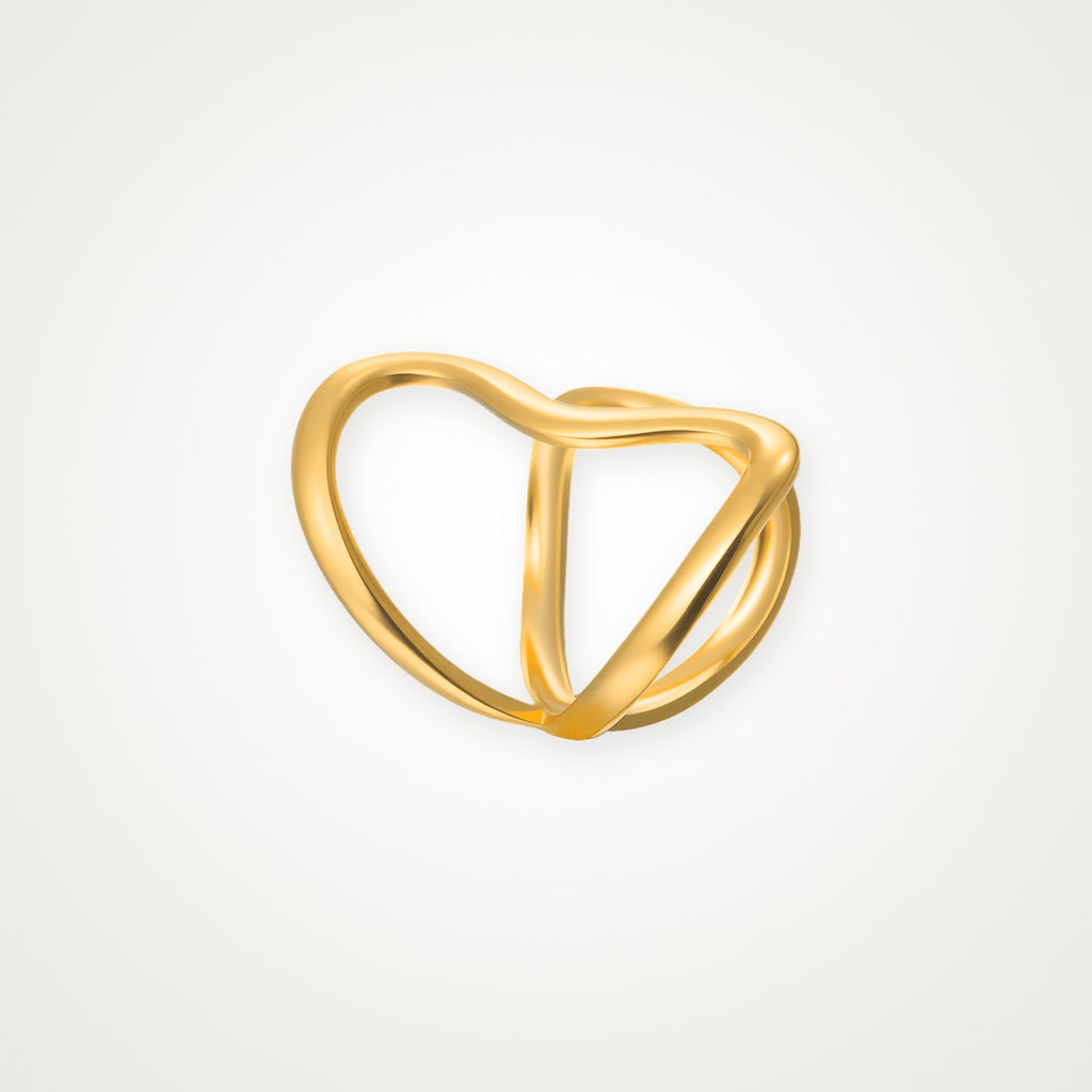 Anillo Corazón escultural dorado