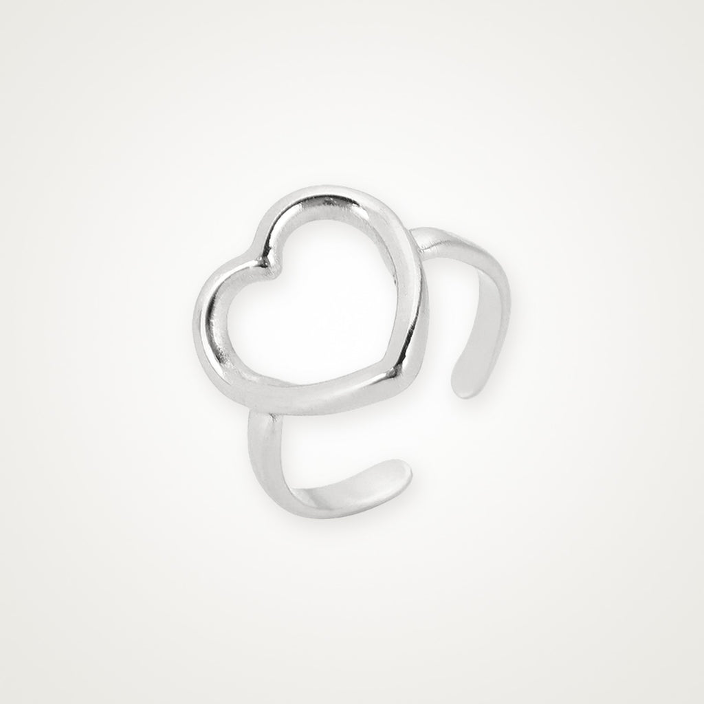 Anillo Corazón grande plateado