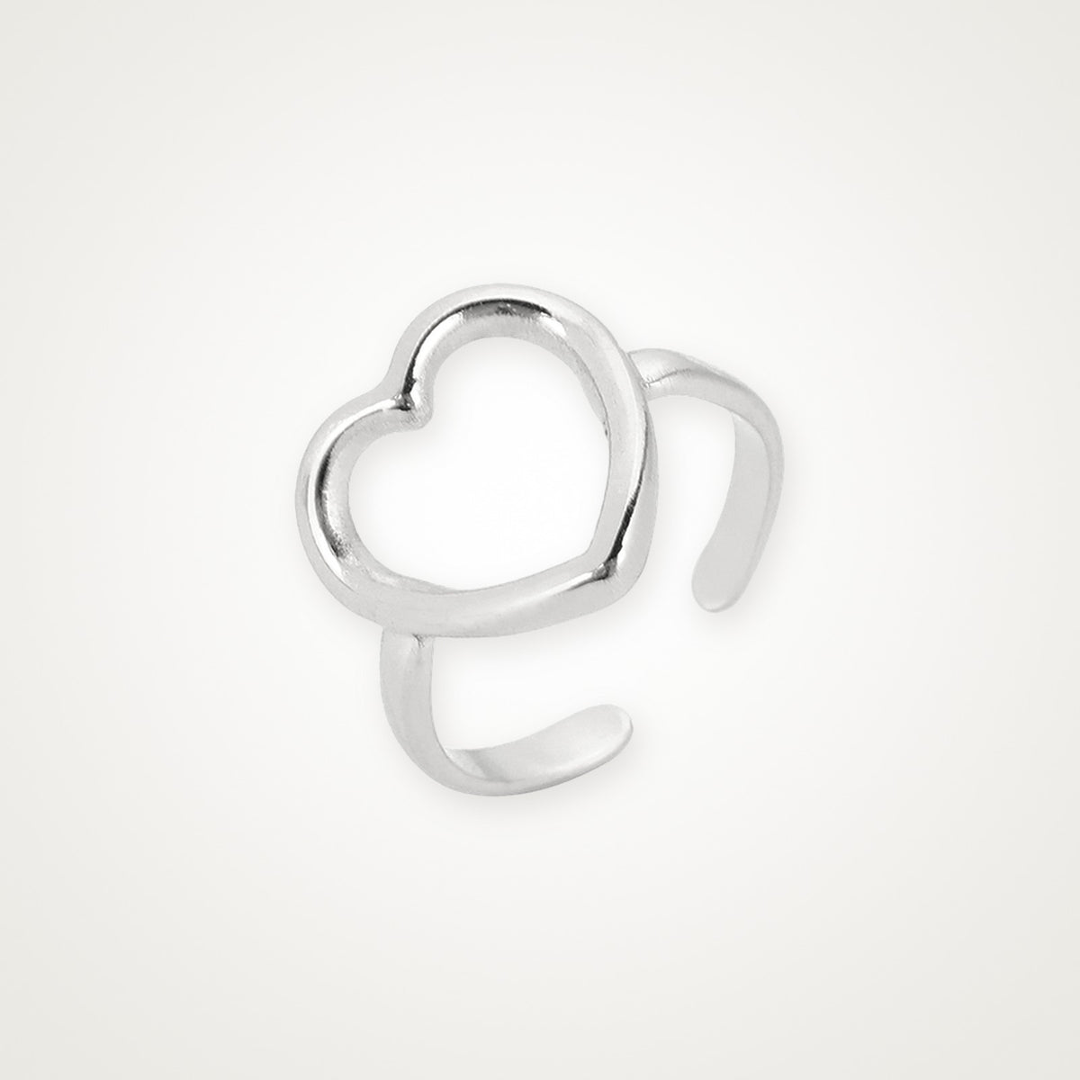 Anillo Corazón grande plateado