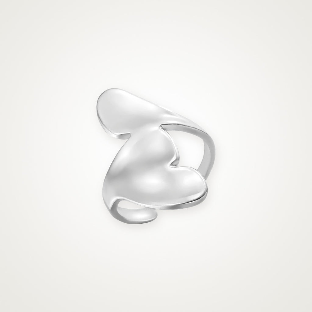 Anillo Corazón inflado plateado