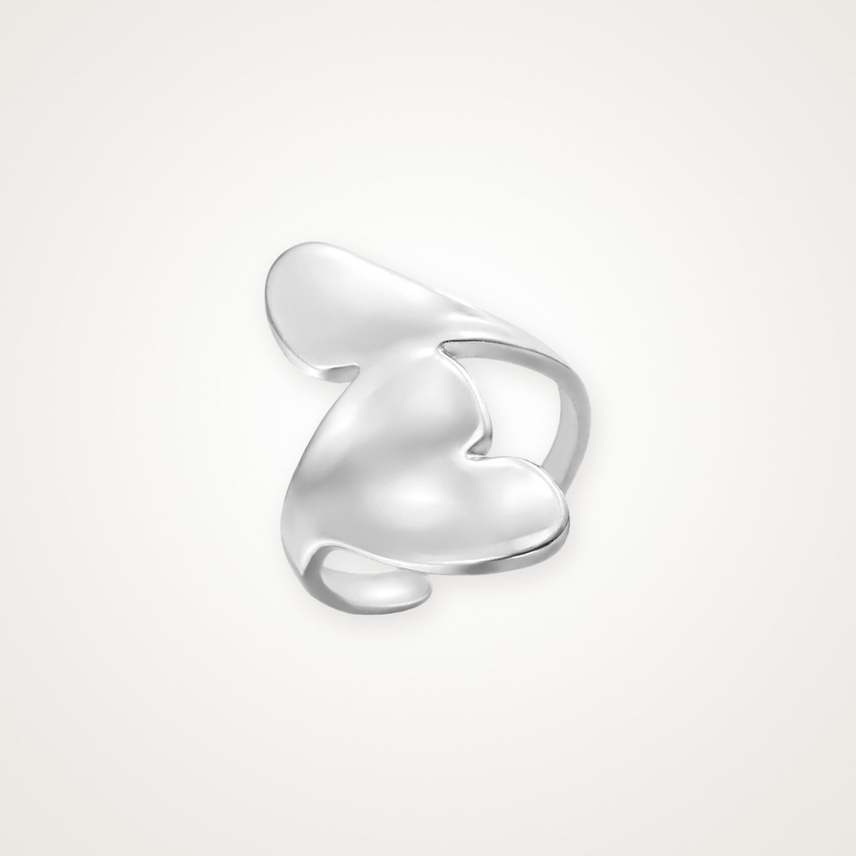 Anillo Corazón inflado plateado