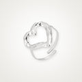 Anillo Corazón martillado plateado