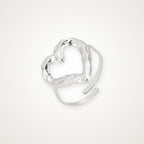 Anillo Corazón martillado plateado