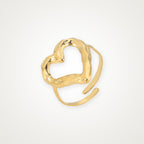 Anillo Corazón martillado dorado
