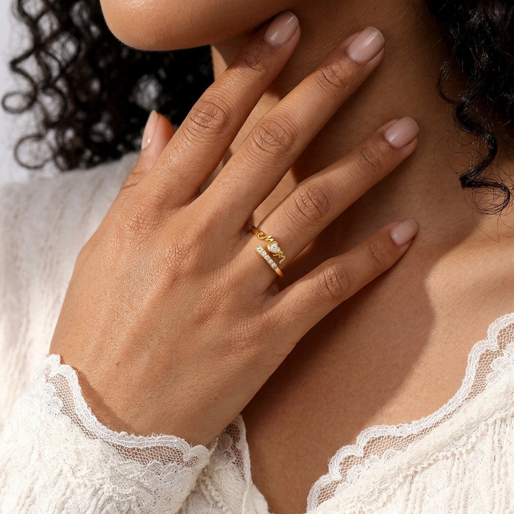 Anillo Corazón Mom Ajustable