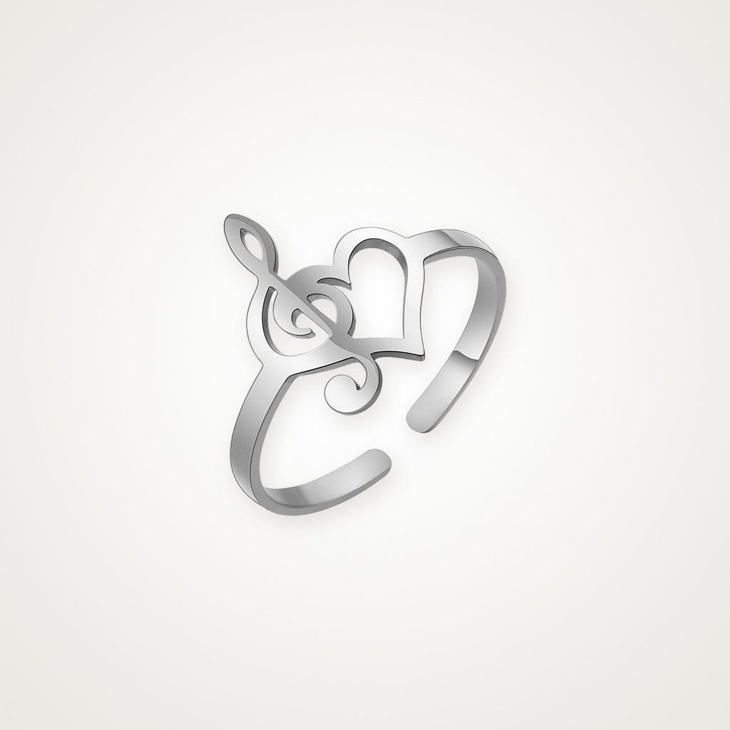 Anillo Corazón musical plateado