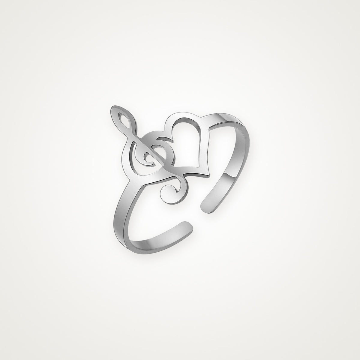Anillo Corazón musical plateado