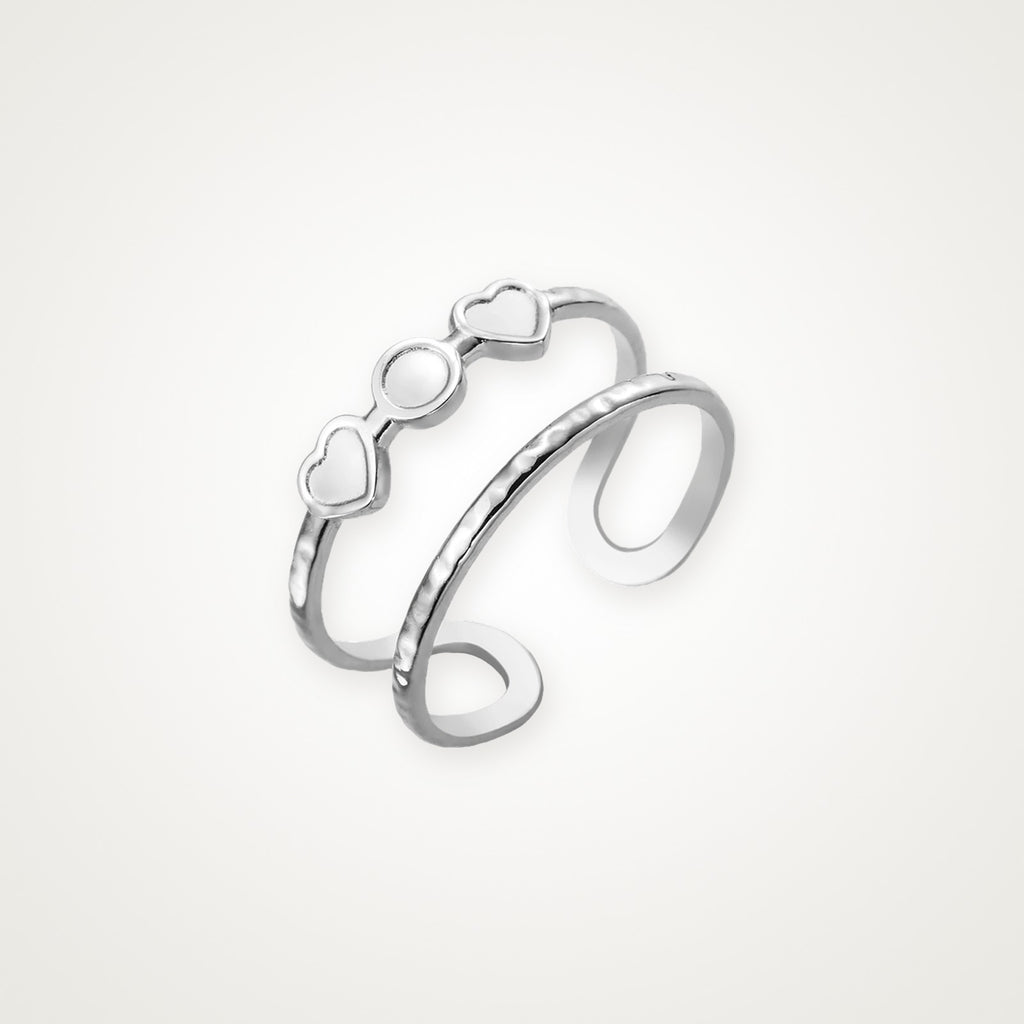 Anillo Corazoncitos en línea plateado