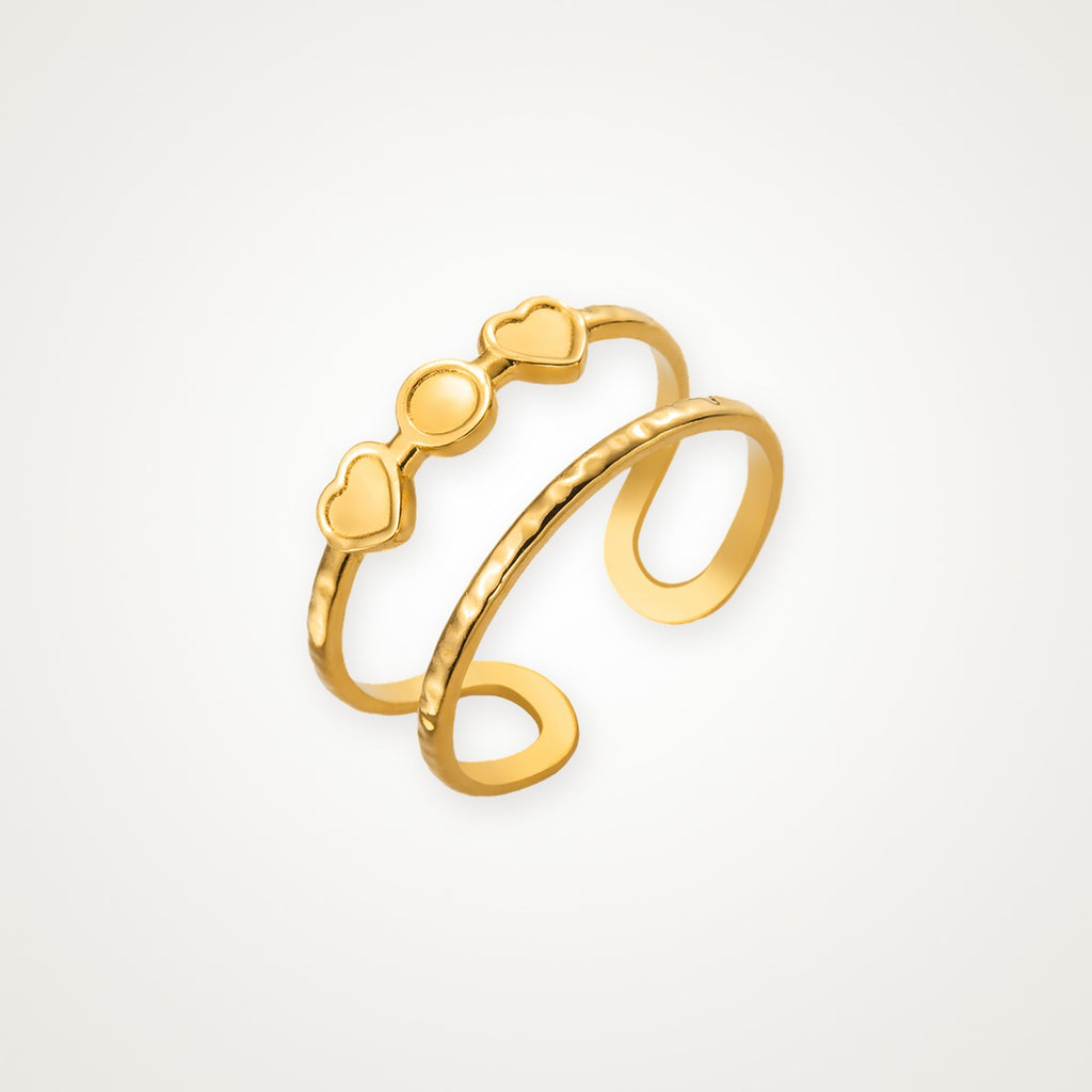 Anillo Corazoncitos en línea dorado