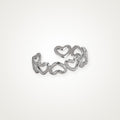 Anillo Corazones en cadena plateado