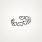 Anillo Corazones en cadena plateado