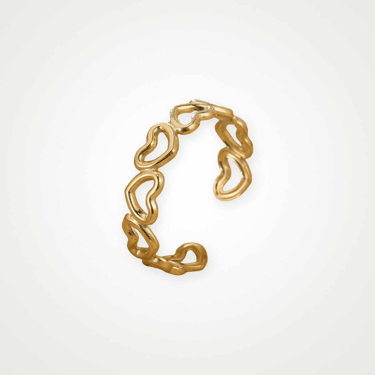 Anillo Corazones en cadena dorado