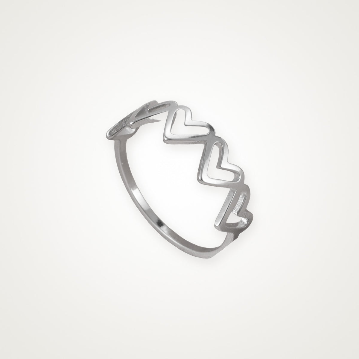 Anillo Corazones en zigzag plateado