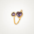 Anillo Corazones morados dorado