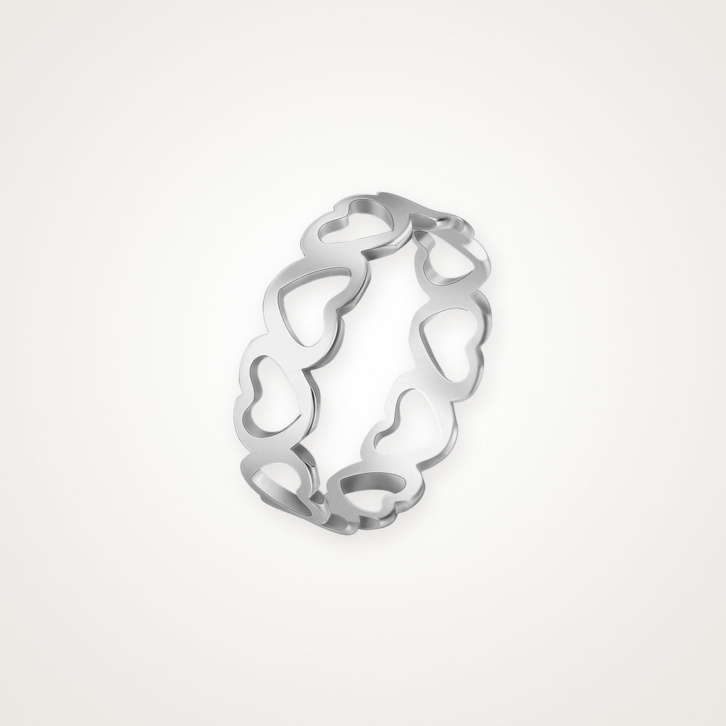 Anillo Corazones plateado