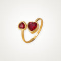 Anillo Corazones rojos dorado