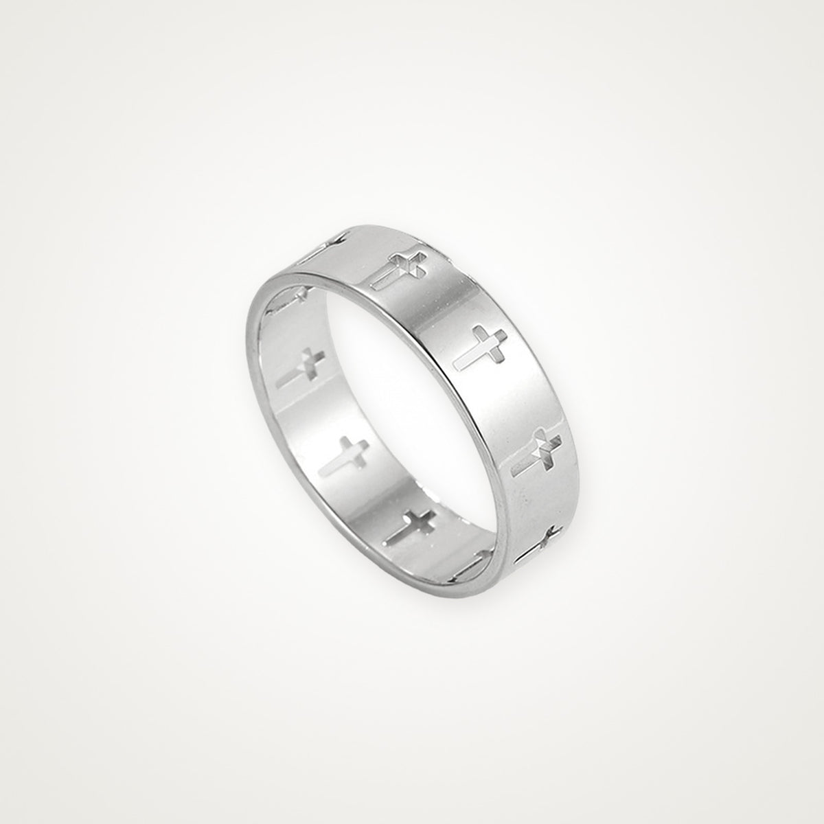 Anillo Cruces caladas plateado
