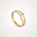 Anillo Cruz de lado dorado