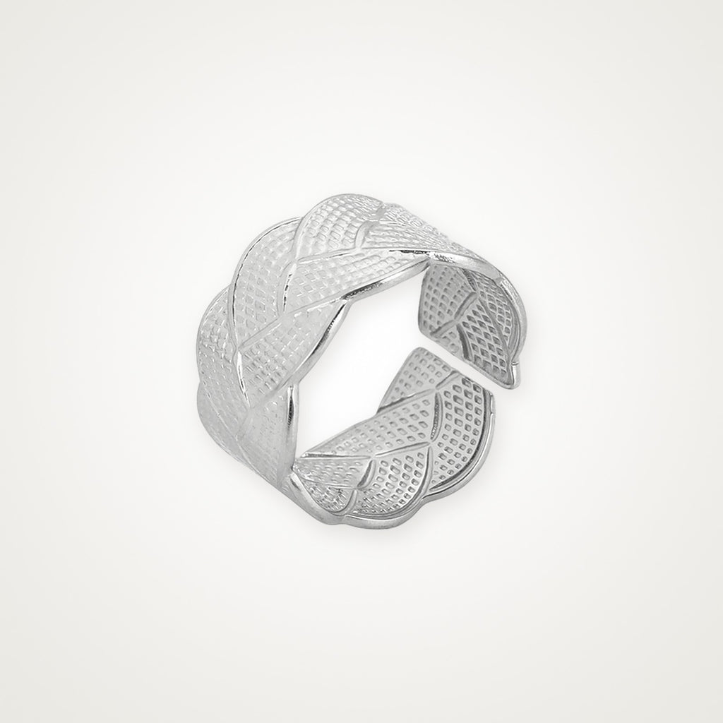 Anillo Cruzado texturizado plateado