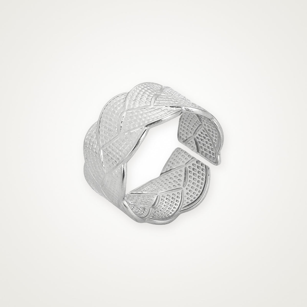 Anillo Cruzado texturizado plateado