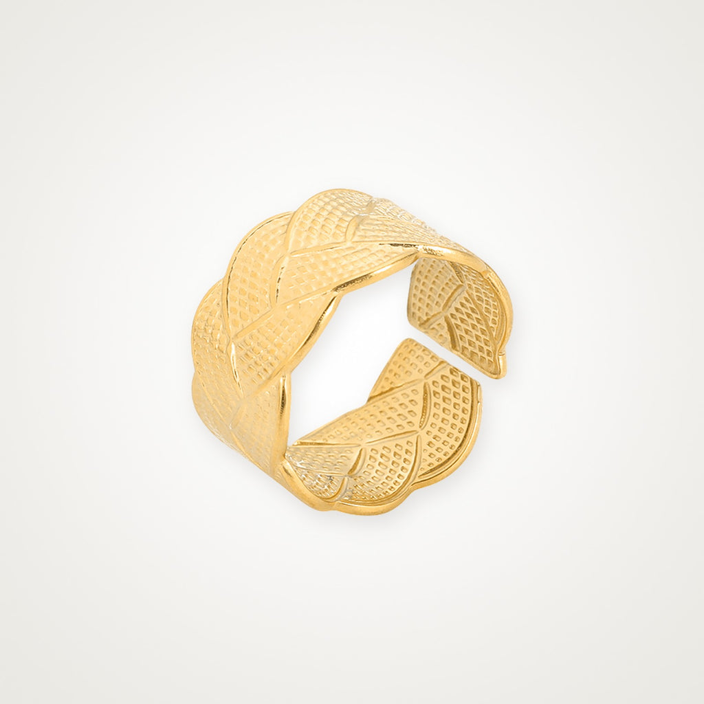 Anillo Cruzado texturizado dorado